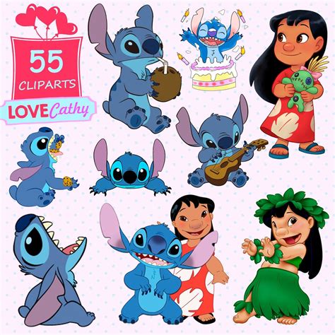 lilo  stitch clipart digital png printable party etsy uk
