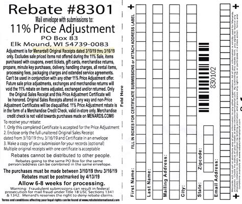 menards rebate adjustment form november  printable crossword