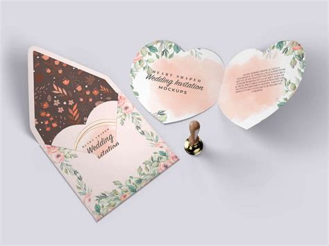 heart shaped invitation mockups vectogravic design