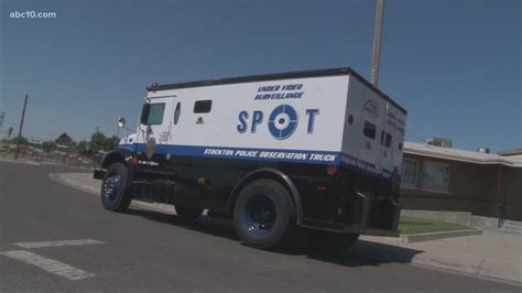 stockton community members react   police vehicle abccom
