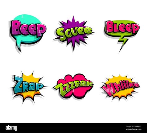 lettering beep zrap wow noise comic text logo sound effects vector bubble icon speech phrase