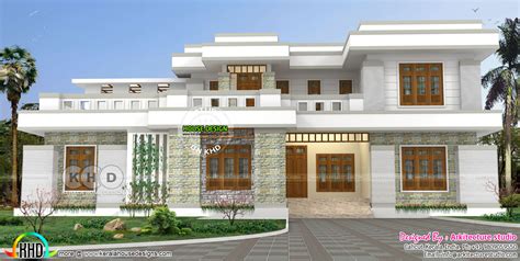 bhk decorative style flat roof  sq ft home kerala home design  floor plans