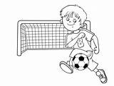 Outline Soccer Boy Coloring Football Vector Ball Field Cartoon Goal Getcolorings Printable Playing Color sketch template