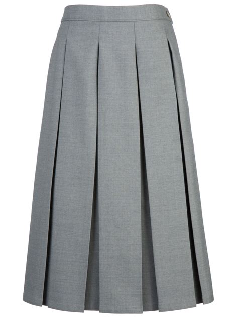 plain grey long length school skirt with front box pleats please note