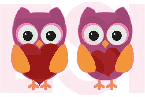 owls  hearts valentines love  svgs design bundles