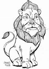 Oz Lion Cowardly Wizard Drawing Coloring Sketches Credit Larger Sketch sketch template