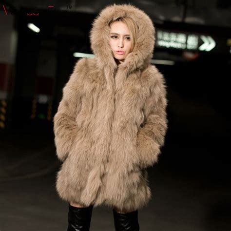 varboo elsa 2017 new fashion faux fox fur coat women winter long luxury