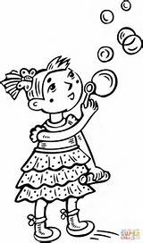 Coloring Clipart Bubbles Blowing Girl Pages Little Printable Color Drawing Main Girls sketch template
