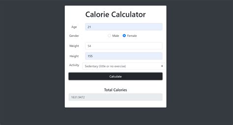 calorie calculator  javascript  source code source code projects
