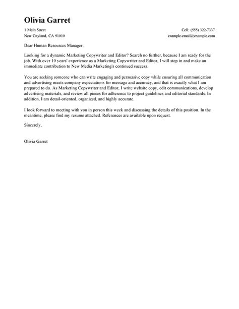 copywriter  editor cover letter examples templates  trust