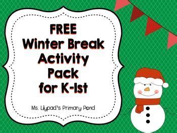 christmas winter break homework pack  kindergarten  st grade  winter break