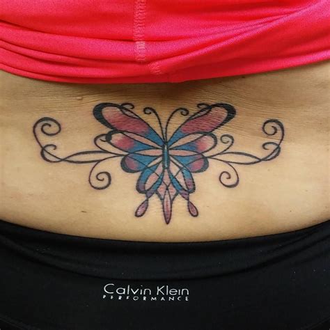 Colourful Butterfly And Designs Lower Back Tattoo Back Tattoos Back