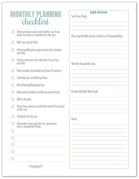 monthly planning  easy   monthly planning checklist
