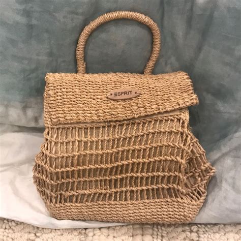 esprit bags vintage 90s natural woven straw bag poshmark