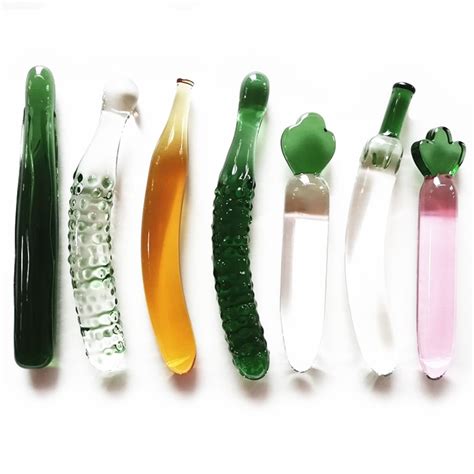 Vegetable Crystal Glass Anal Dildo Cucumber Radish Loofah Banana