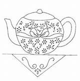 Embroidery Patterns Coloring Pages Teapot Coffee Teapots Designs Machine Redwork sketch template