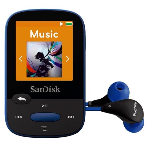 sandisk clip sport gb mp player blue  lcd screen  microsdhc card slot  ebay