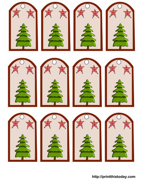 printable christmas gift tags featuring christmas tree