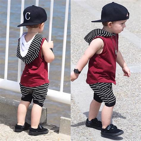 summer baby boy clothes sleeveless hooded tops striped shorts pant pcs outfits toddler