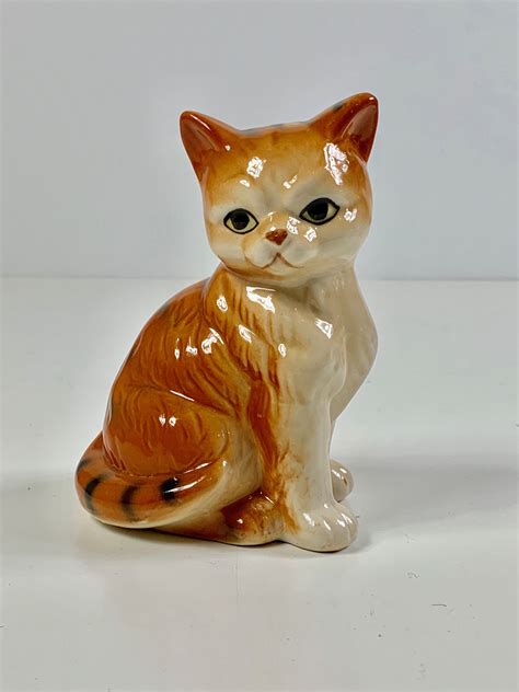vintage swedish ceramic cat porcelain cat figurine retro brown etsy vintage cat figurines
