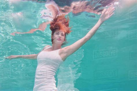 Women In Swimming Pool In The Dress Play Woman Underwater Tank 15 Min