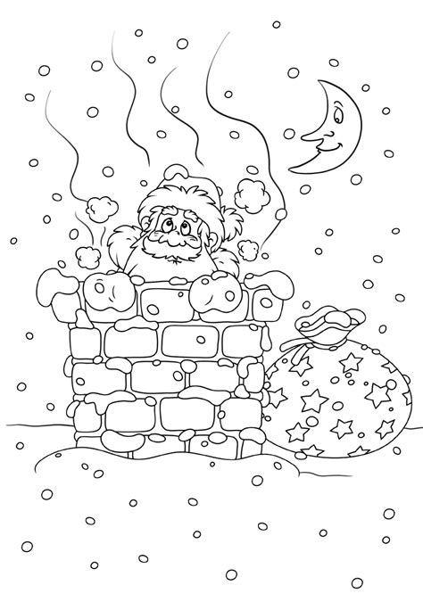 santa   chimney coloring pages