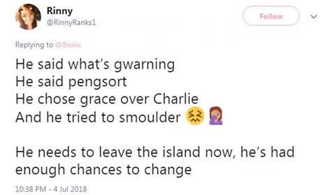 love island alex leaves fans cringing after greeting grace with what s gwarning daily mail