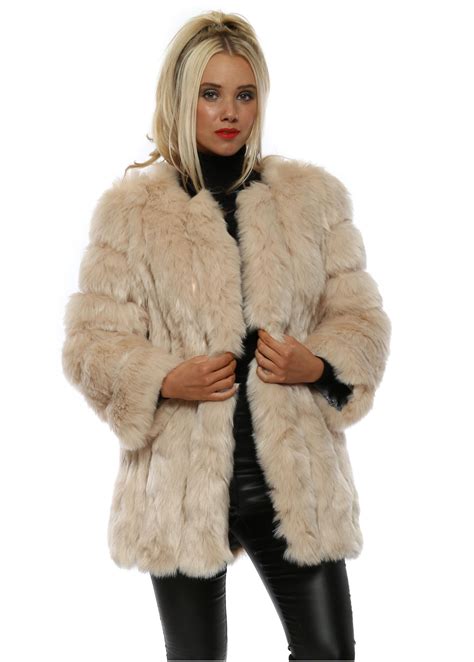 new york naked long tiered faux fur coat
