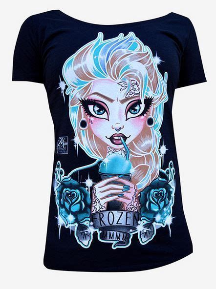 Details About Nwt Frozen Tattooed Disney Elsa Punk Scoop Neck Tee Shirt