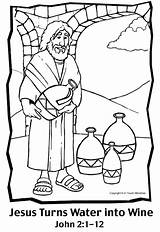 Wine Water Into Jesus Coloring Turns Pages Popular sketch template