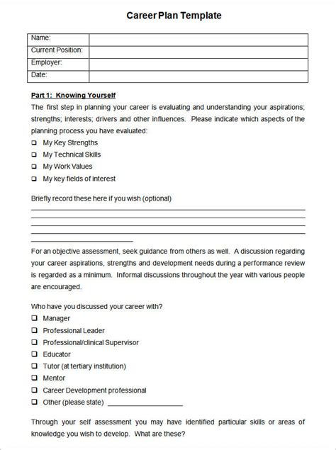career plan templates word  google docs apple pages