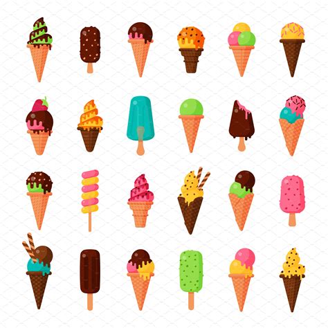 sweet cartoon cold ice cream vector custom designed illustrations