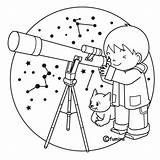 Coloring Telescope Pages Printable Print Space Color Para Colorear Viendo El Dibujos Coloringbook4kids Kids Estrellas Con Las Juan Picasa San sketch template