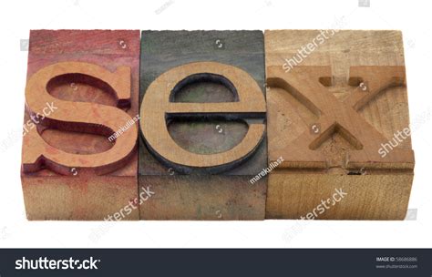sex word in vintage wooden letterpress printing blocks stained by