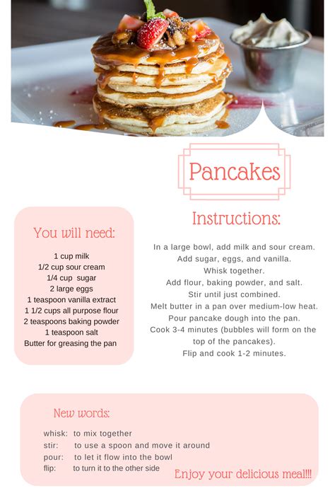 pancakes  favourite recipes unterrichtsmaterial im fach englisch