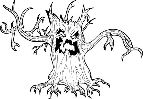 spooky tree coloring coloring pages