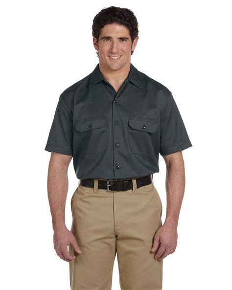 dickies men s button down work shirt 5 25 oz short sleeve