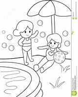Pool Coloring Swimming Girls Pages Kids Drawing Kid Template Getdrawings Preview sketch template