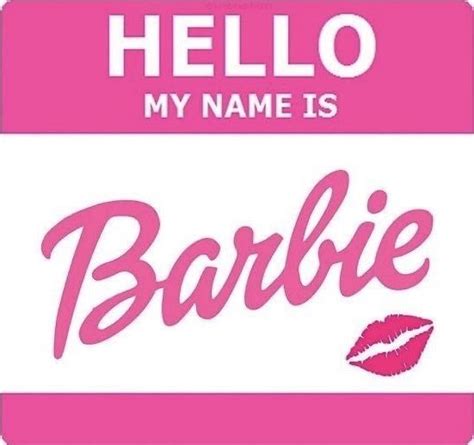 Hello My Name Is Barbie Sticker On A Pink Background With The Word