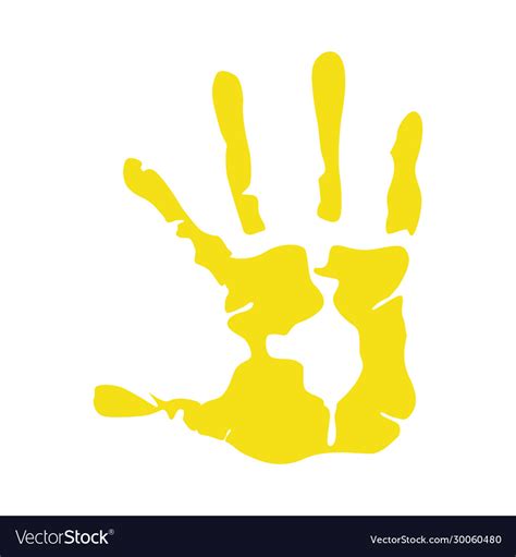 hand print paint yellow color royalty  vector image