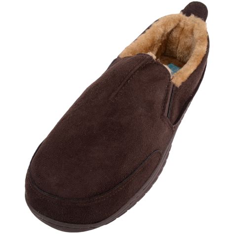 mens slip  slippers  warm faux fur  absolute footwear