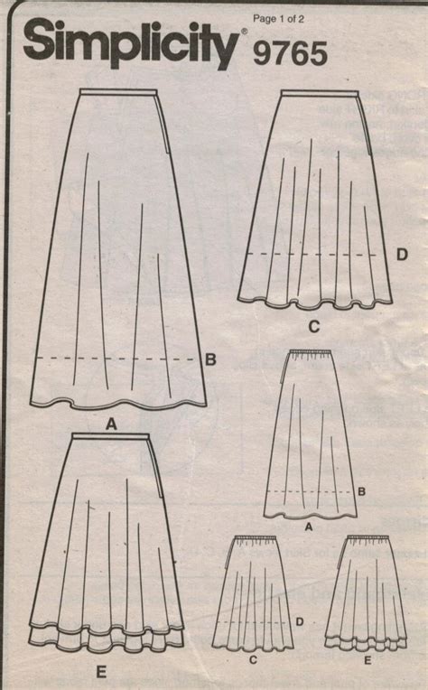 simplicity pattern  easy skirt pattern   long  short misses