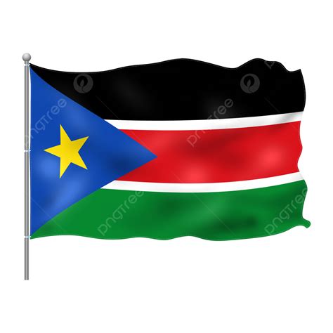 bandera de sudán del sur ondeando en el poste png sudán del sur