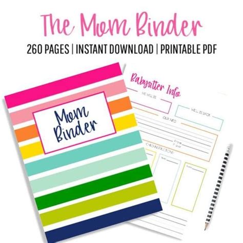 mom binder  pages planner pages mom planner family organizer