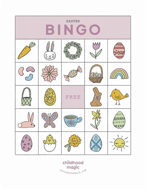 easter bingo  printable  kids childhood magic