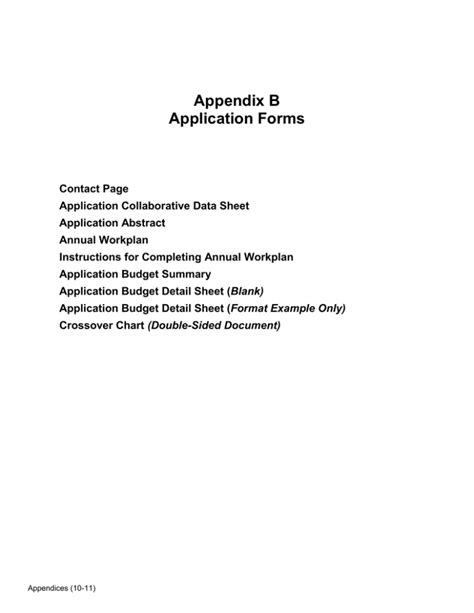 appendix  application forms