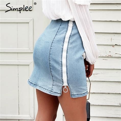 buy simplee a line high waist mini denim skirts women