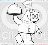 Pig Carrying Platter Chef Outlined Coloring Clipart Vector Cartoon Cory Thoman sketch template