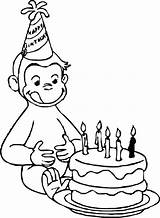 Coloring George Curious Pages Birthday Cliparts Happy Monkey sketch template