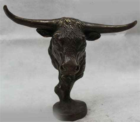 chinese bronze carved bull unicorn ox oxen head   animal statue